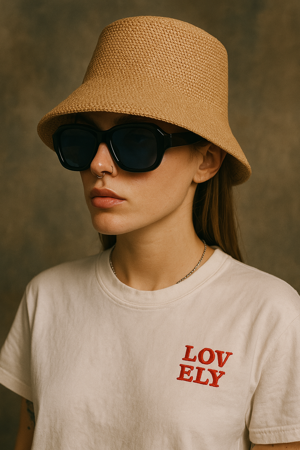 Crème brûlée raffia bucket hat
