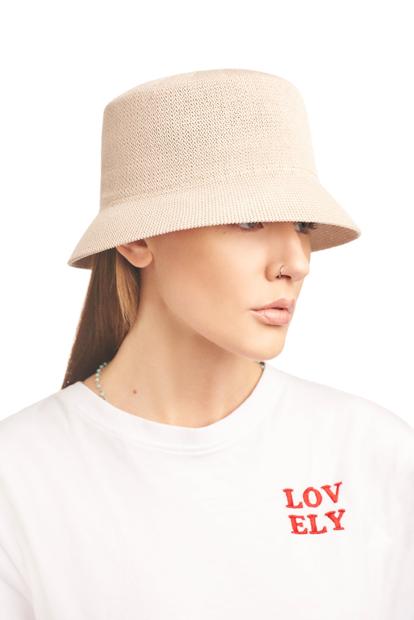 Latte raffia bucket hat