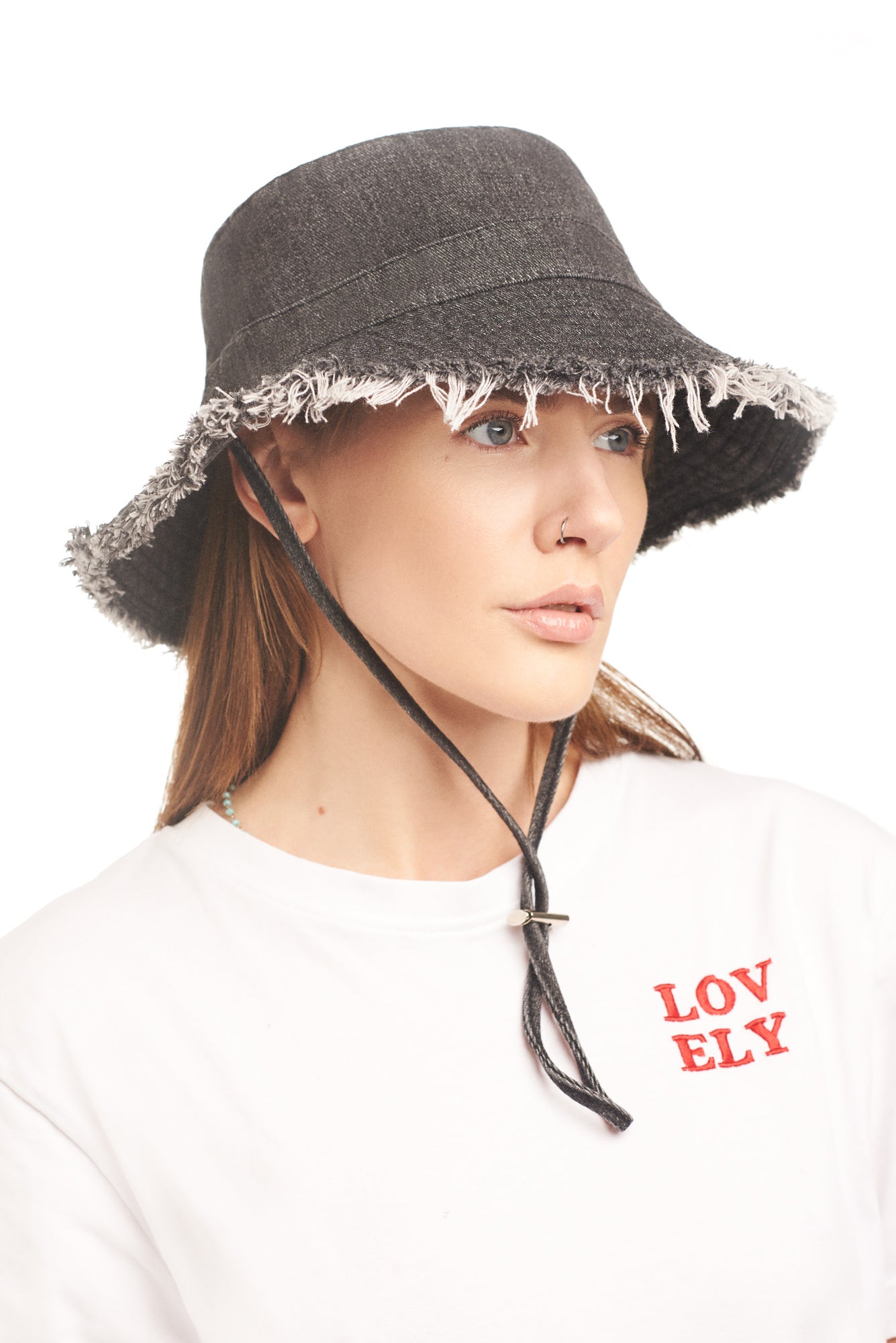 Black denim bucket hat — vaizdas 1